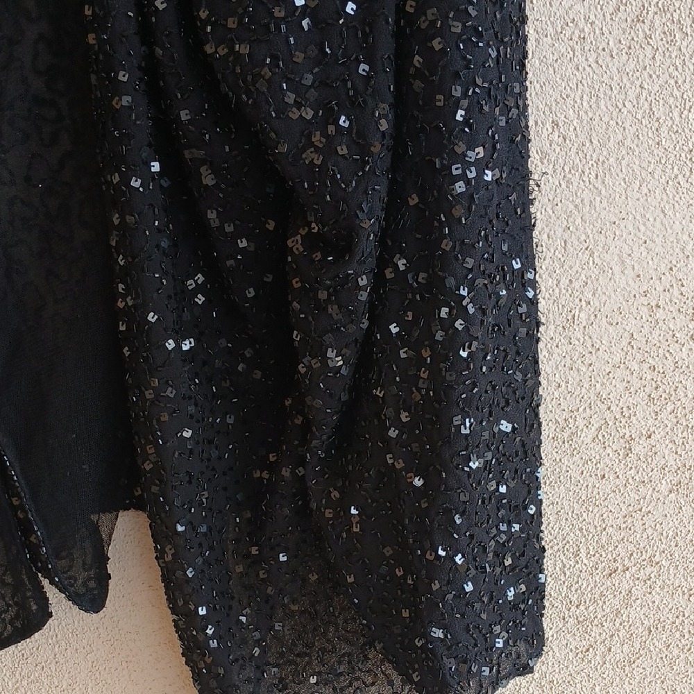 Alex Kim VtG Evenings Black Textured Open-Front Cardigan - Picture 2 of 4